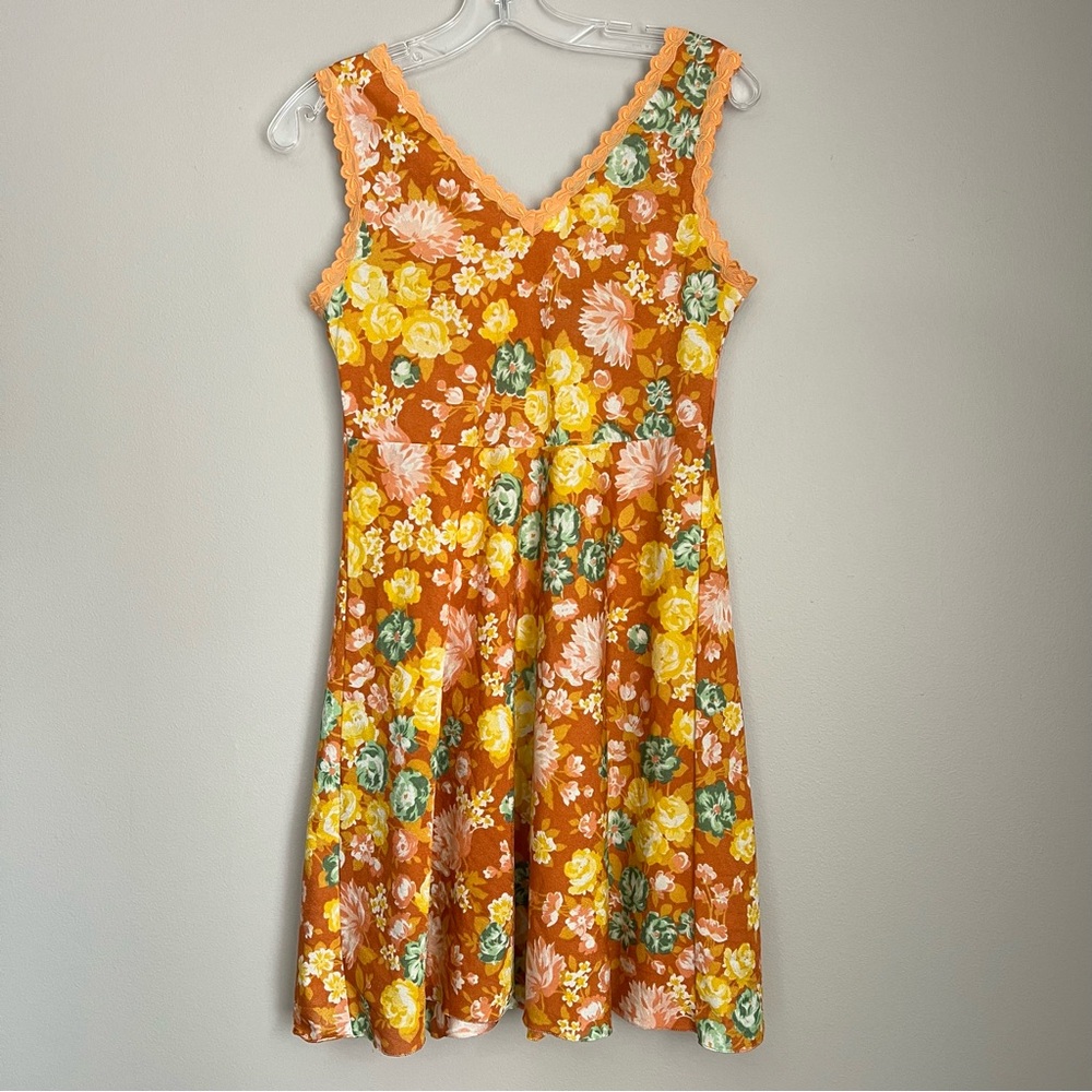 VTG Mod Floral Slip Lace Babydoll Sleepwear Hippie Boho Cottagecore Retro Sheer
